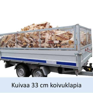 kolme klapisäkillistä klapikärryssä = 4,5 irto-m3 polttopuuta