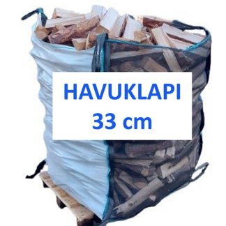 Kuivaa havupuuklapia säkillinen (1,5 irtokuutiota), pituus 33 cm