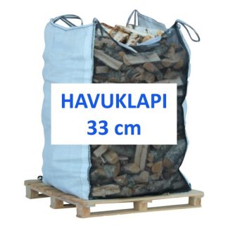 klapisäkillinen (1.5 m3) kuivaa havupuuklapia, pituus 33 cm